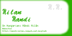 milan mandi business card